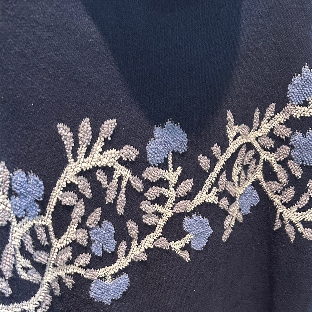 J. Jill Navy Blue Floral Mock Turtleneck Sweater - Picture 3 of 4